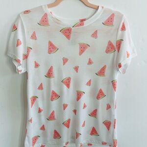 Cold Crush White and Pink Watermelon Print Short Sleeve Tee Size M